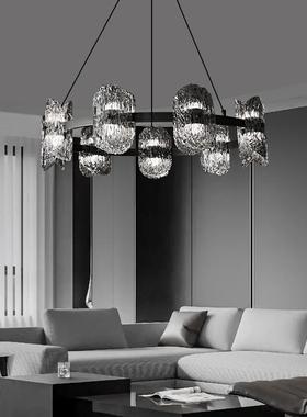 意式极简餐厅吊灯现代简约北欧高端设计师吧台全铜网红玻璃枝形灯