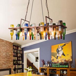 酒吧台吊灯复古工业风酒瓶装饰餐厅理发店创意个性铁艺术玻璃灯具