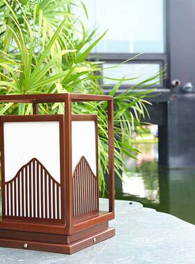 中式柱头灯led不锈钢造型拉丝镀铜围墙灯仿云石柱头灯直销