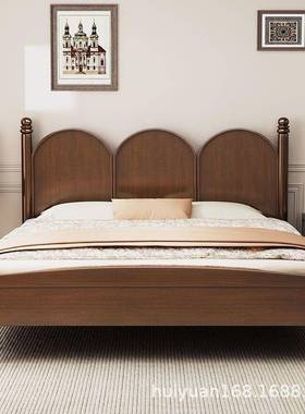 中古床法式复古床1.8m双人床现代简约美式床黑色实木床主卧室