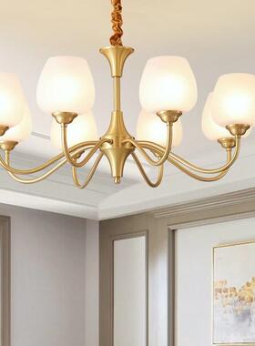 美式客厅吊灯卧室餐厅楼梯欧式简约简美大气法式复古高端全铜灯具