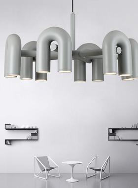 后现代简约创意客厅餐厅灯北欧设计师卧室儿童房个性艺术U型吊灯
