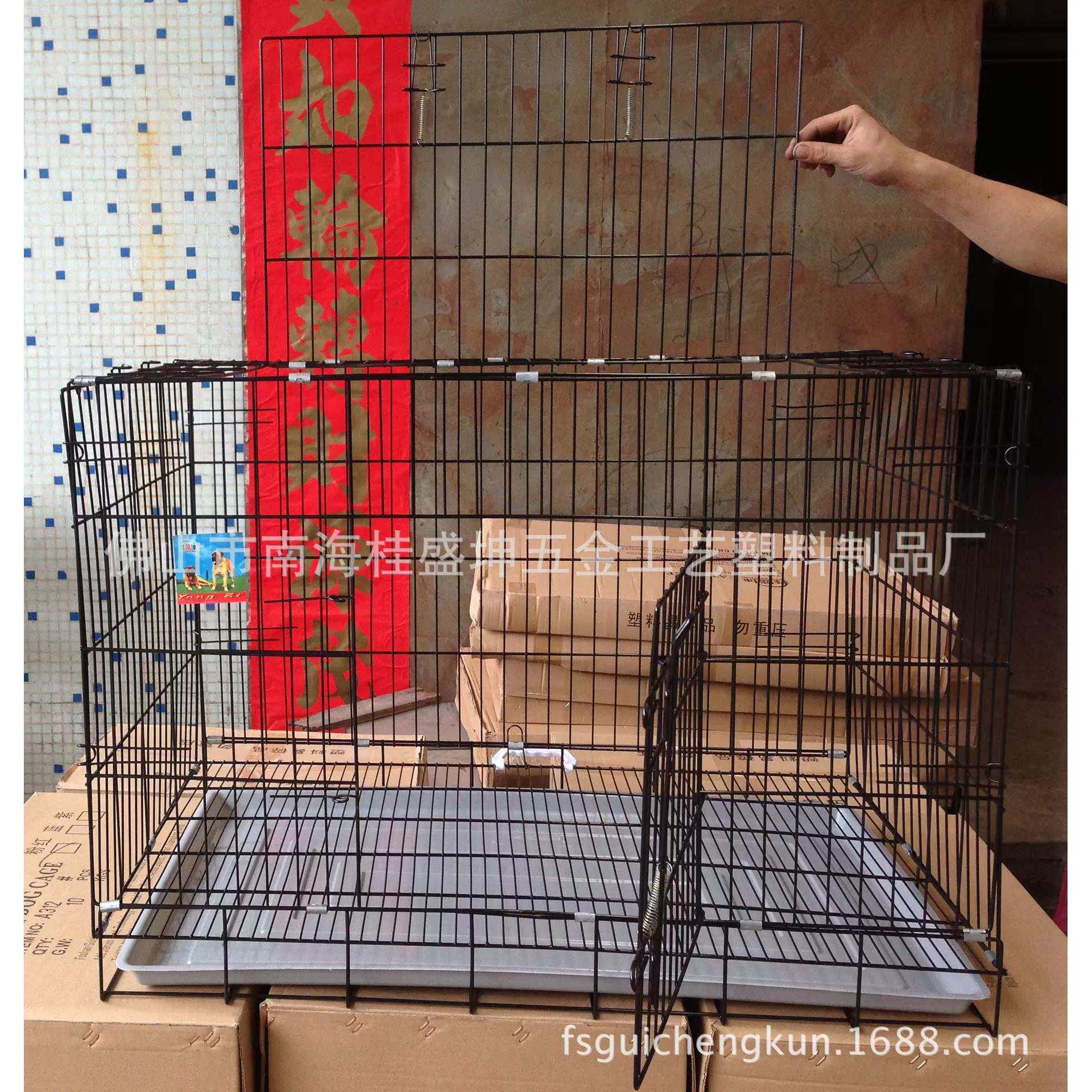 桂盛坤A323加大狗笼大型犬折叠塑料铁丝直销底盘普通喷色