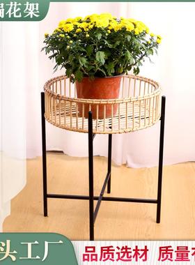 筠锦欧式简约客厅民俗酒店手工竹编花架子可拆卸竹编落地铁艺花架