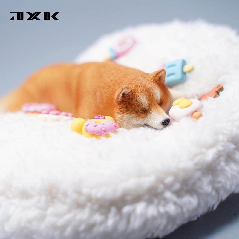 JXK 1/6 趴睡柴犬仿真动物模型可爱萌系创意潮玩摆件拍摄道具