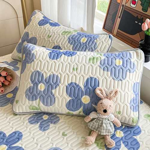 夏季冰丝乳胶枕套一对装家用枕头套单个48cmx74cm儿童枕芯内胆套