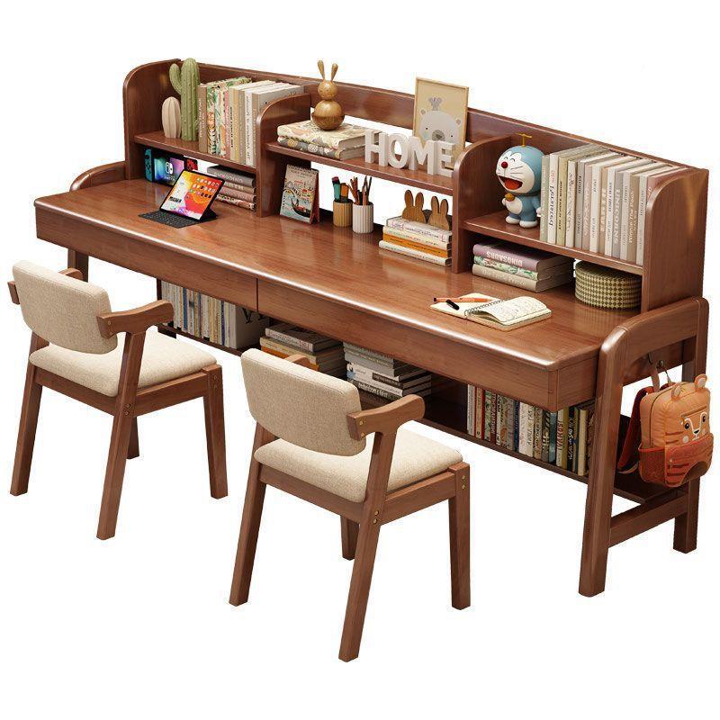 木书桌架书一体简约家用805#学生加长写桌卧室双人儿童学习字实桌