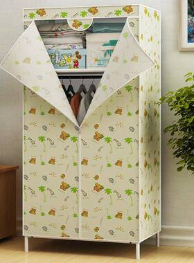 简易衣柜小衣柜人宿舍布CAL衣柜单加粗钢纳管学生小号挂衣柜收理