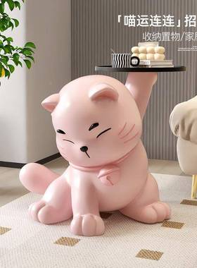 招财猫落地摆置物zls20240托盘装饰品乔迁品收纳客件厅礼沙发电柜