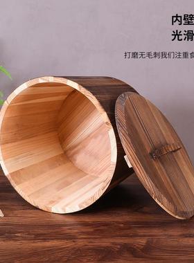 实式木米家用储米箱装米桶10斤2030斤防斤潮防虫米桶缸带盖DCT老