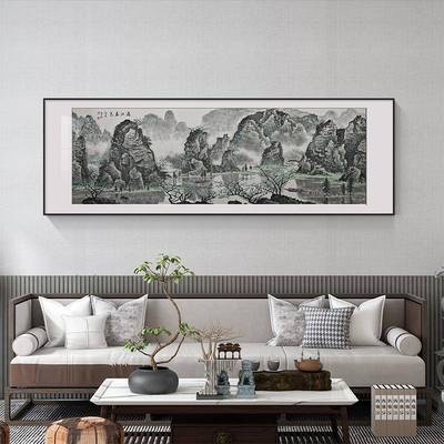 国画山山水漓江春色景新中式客厅装饰画沙发背挂画办国画山水公室