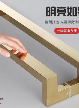 不锈框钢UIT方管双弯手黑钛无指纹有门璃玻拉木门拐角把手门把手