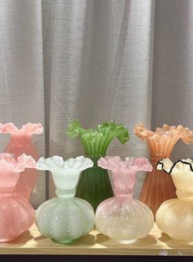 芬顿瓶中古高级养感法式琉璃玻璃花器水插鲜家花复古1手工花居摆