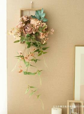 木制挂i壁ns风F995J5MH客花焦边玫瑰厅卧室餐厅装背景墙面饰
