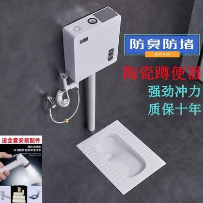 家蹲便器冲水箱套装坑式便盆蹲陶瓷大556便器卫用生间蹬池便防臭