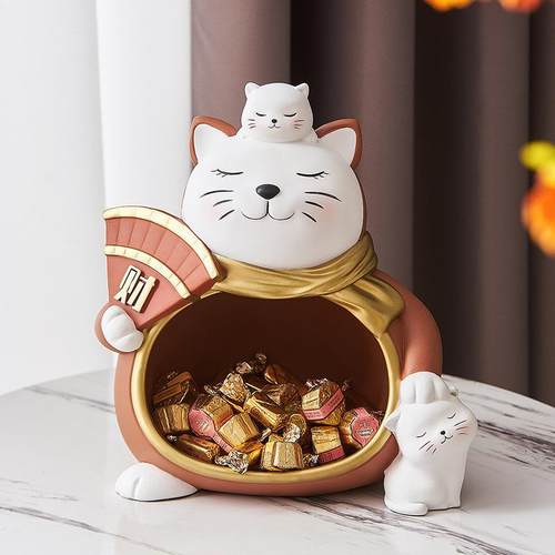 招财猫匙乔玄关进门礼口鞋柜收纳放钥摆件家SHDB1512居客厅装饰品