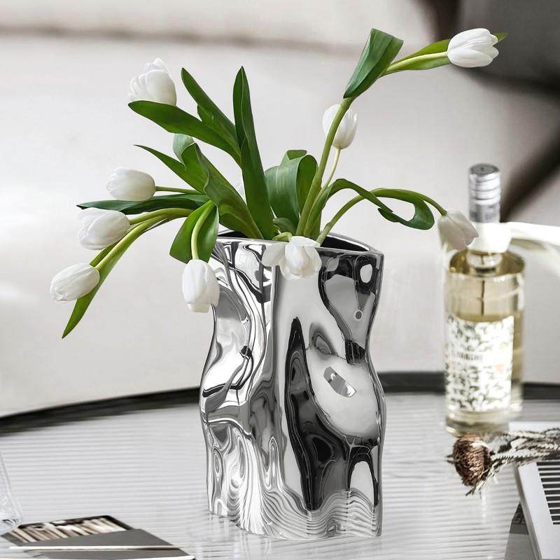 装轻奢高级感电镀银陶瓷花瓶摆件餐插HYO品花客厅桌面家居饰创意,橡塑材料及制品,工业陶瓷,淘宝优惠券,粉丝福利购,淘宝优惠卷