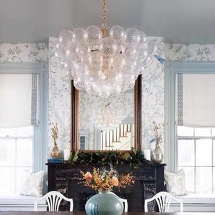 现代美式 851玻璃泡泡球吊灯古复别墅客厅挑涡空餐厅衣帽间主卧漩