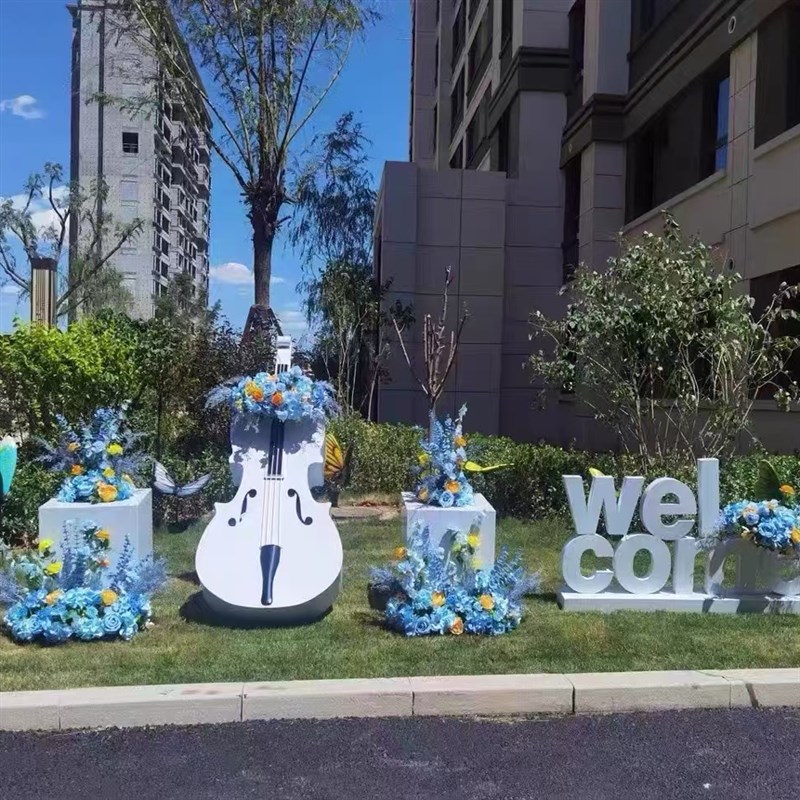 户外大提琴雕塑j落地摆件金属创意草坪园林售楼部婚庆道具装饰品