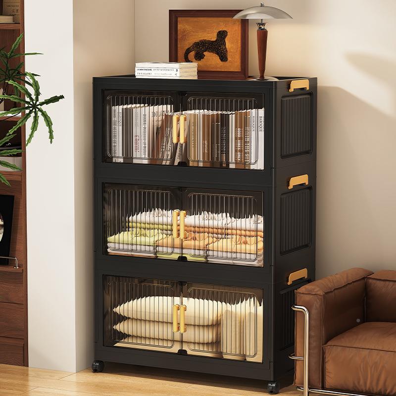 0m宽折叠收纳柜子带柜门多层见详情置物柜架塑料零食儿童储物c6柜