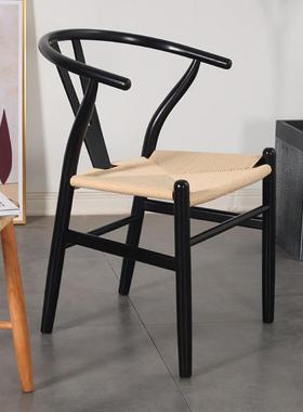 北实欧餐椅y23449木椅家用新中式休闲靠背扶手实餐椅木书房洽谈阳