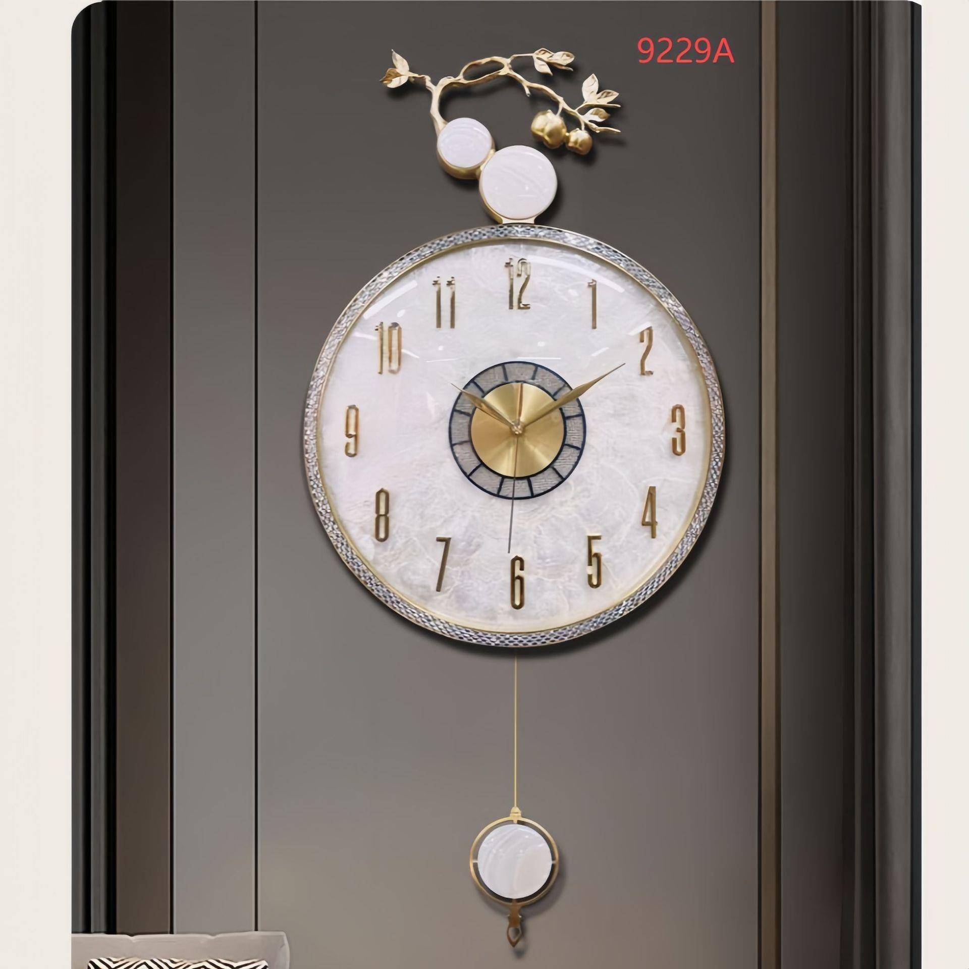 壳金属贝挂钟客厅轻奢钟家用书房钟表英挂墙静音时尚石TH2p2iB4钟