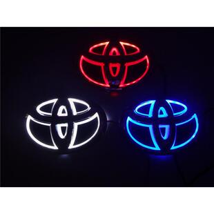 适用于5D丰田车标灯改装发光卡罗拉雷凌凯美瑞汉兰达前后尾标贴