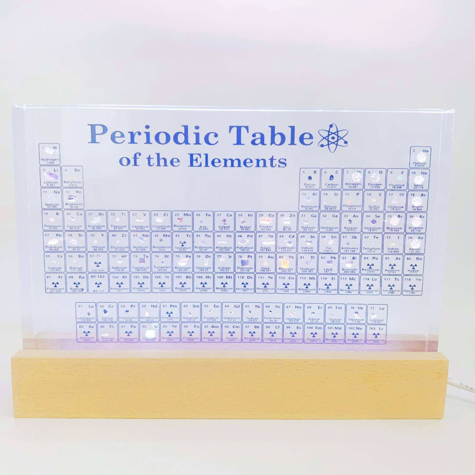 大号200亚克力元素周期表桌面发光小夜灯摆件化学元素内嵌真摆件