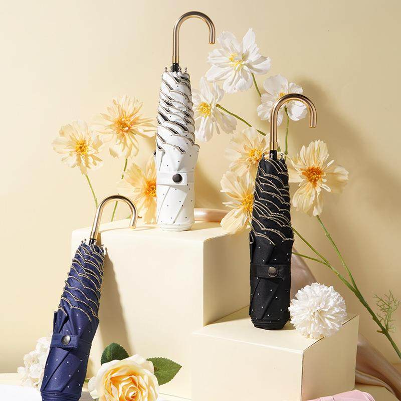 WPe三折手动日系伞小巧轻便黑胶防晒伞晴雨两用防晒伞遮阳伞