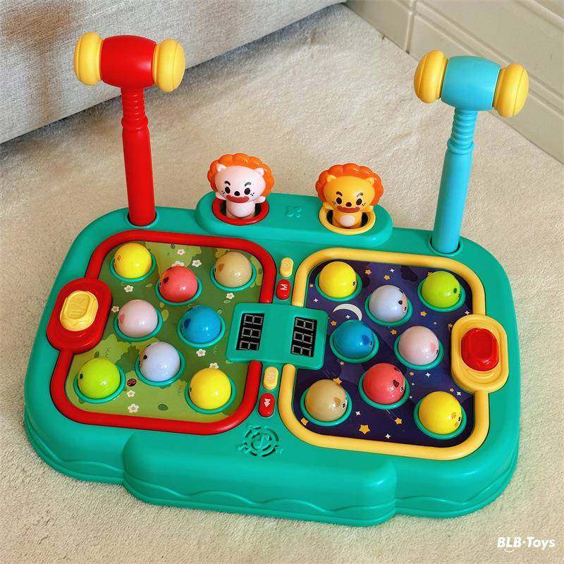 儿童打地鼠玩具双人闯关对战计分多功能早教幼儿游戏机1-3岁