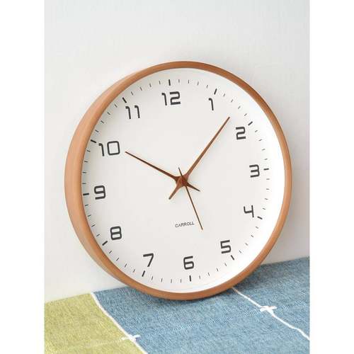 日式简约挂钟客厅原木风超静音挂墙钟表木质石英时钟北欧一件起批