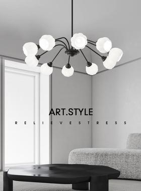 全铜北欧极简黑色客厅吊灯设计师创意轻奢大气餐厅卧室灯玻璃灯具