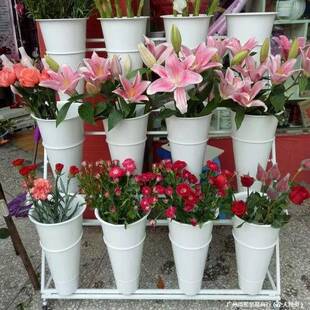 大号花店多层可移动花架花店货架铁艺花架鲜花货架花店花桶展示架