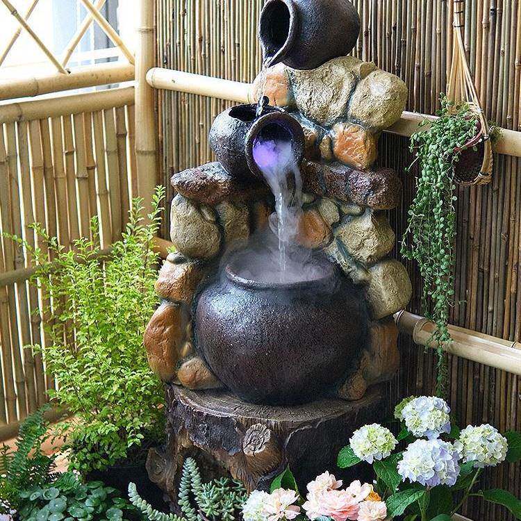 陶罐流水景观造景复古田园风庭院阳台摆件循环水落地喷泉招财水池