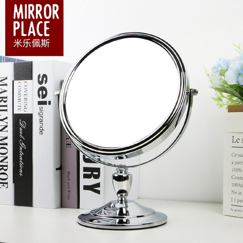 米乐佩斯台式金属双面镜化妆间欧式精致公主镜桌面镜轻奢便携镜