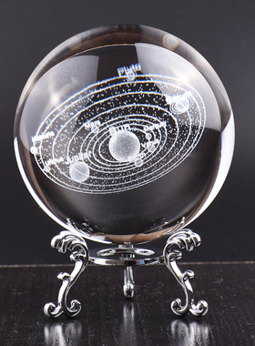 太阳系九大行星八大天体水晶球3D内雕转运球礼物家居摆件模型星空