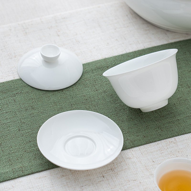 潮州薄胎骨瓷茶具 3.2寸纯白三才盖碗功夫茶具 家用泡茶器 可印制,餐饮具,盖碗,淘宝优惠券,粉丝福利购,淘宝优惠卷
