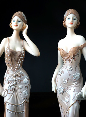 复古欧式美女古典家居摆件客厅酒柜软装优雅人物美式摆设生日礼物