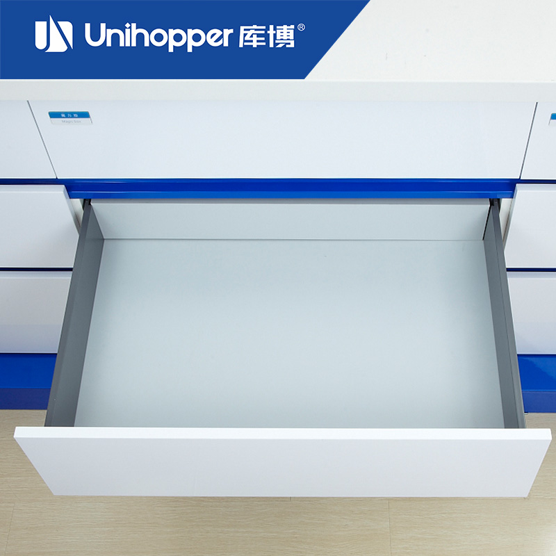 Unihopper库博五金魔力抽屉轨道高帮阻尼缓冲三节托底轨定制抽屉
