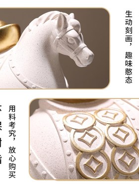 中式马上有钱招财摆件老板办公室书房酒柜装饰品乔迁新居开业礼物