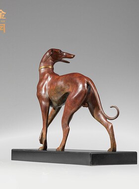 《茹黄犬》铜金岁月十骏犬黄铜狗摆件新中式工艺品办公室桌面装饰