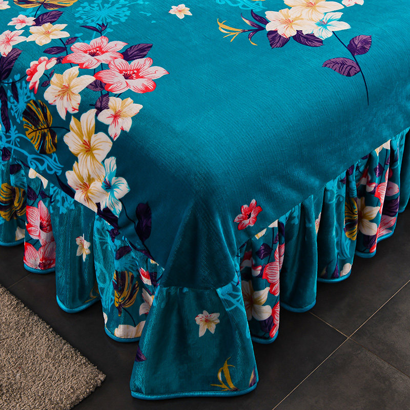 加厚裙款牛奶床单单件冬季双面加绒法兰绒被套珊瑚保暖床上用品