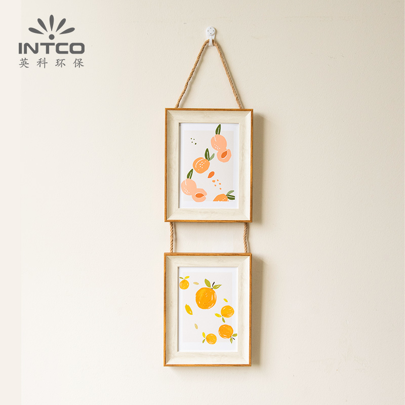 木纹相框创意三联框5寸6寸7寸8寸儿童照片挂墙麻绳连体相片框相架