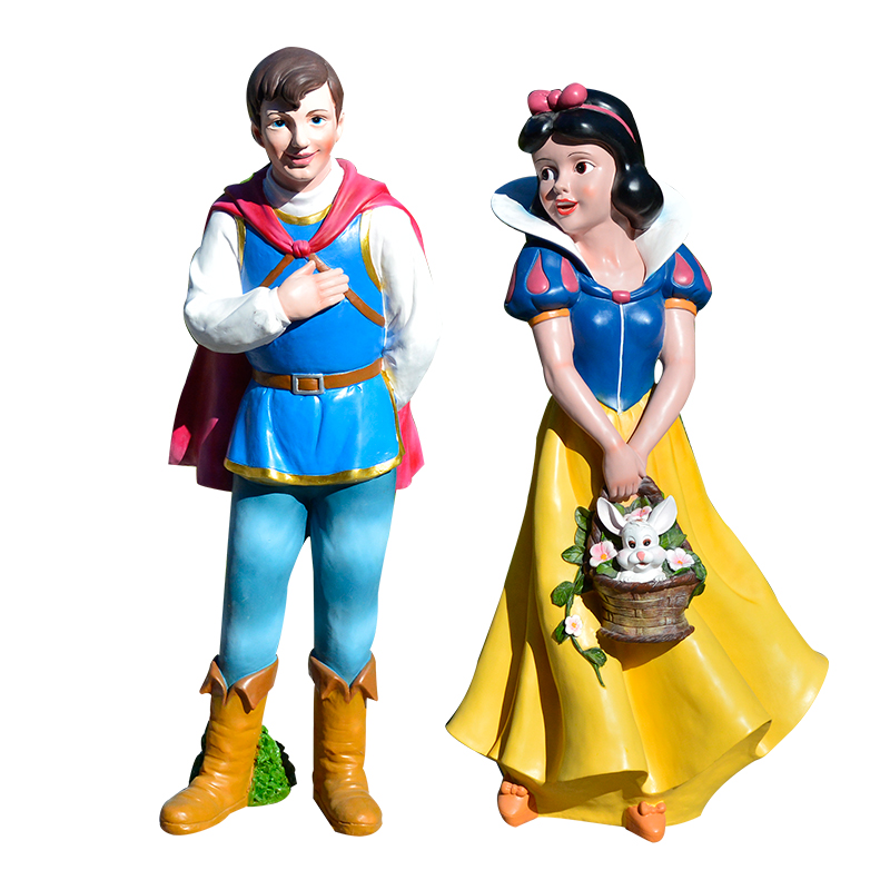 户外卡通人物雕塑玻璃钢白雪公主七个小矮人摆件幼儿园花园工艺品