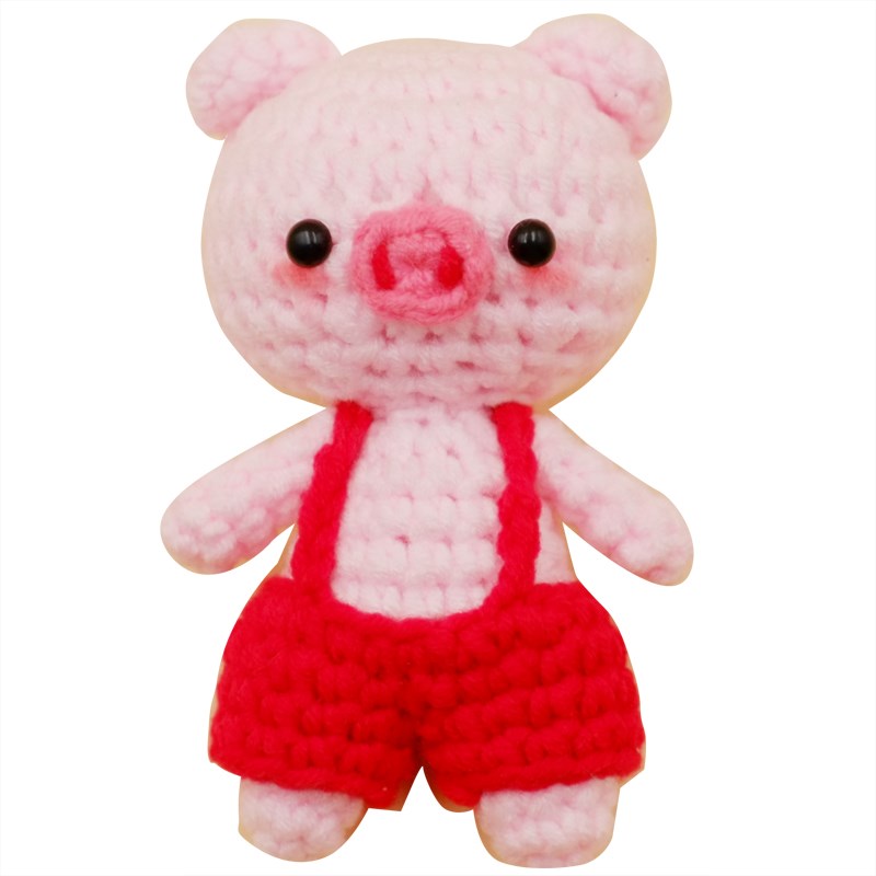 2019招财猪钥匙圈挂件小猪车挂四月手作钩针毛线diy玩偶材料包