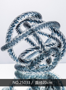 创意玻璃麻团透明球摆件样板房客厅软装饰品结婚礼物白水晶球摆设