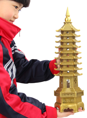 铜九层新款精工文昌塔摆件十三层塔办公桌书房装饰
