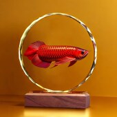 招财龙鱼水晶摆件客厅家居客厅玄关装 饰工艺品公司乔迁开业礼摆台