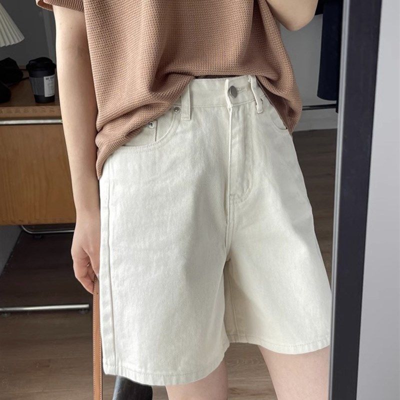 杏色牛仔短裤女夏薄款胖mm高腰宽松显瘦阔腿五分裤子适合胯大腿粗,女装/女士精品,大码裤装,淘宝优惠券,粉丝福利购,淘宝优惠卷