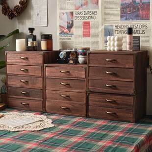 复古文玩收纳柜木质抽屉式多层茶具手串桌面储物柜实木首饰盒斗柜